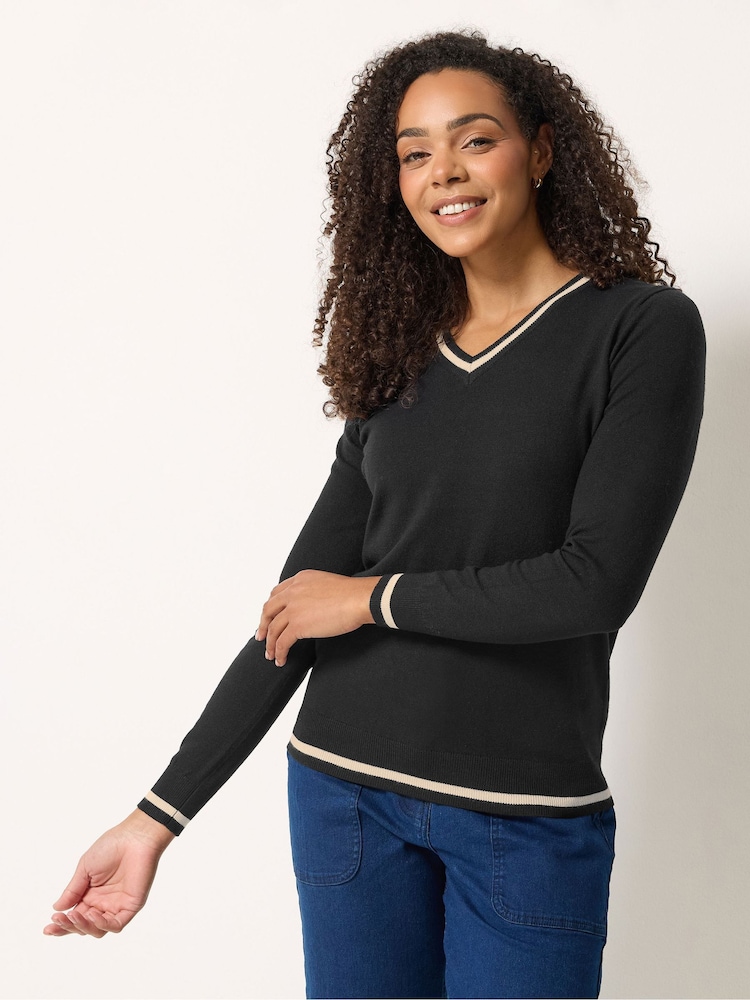 M&Co Black Tipped Long Sleeve Jumper - Image 1 of 5