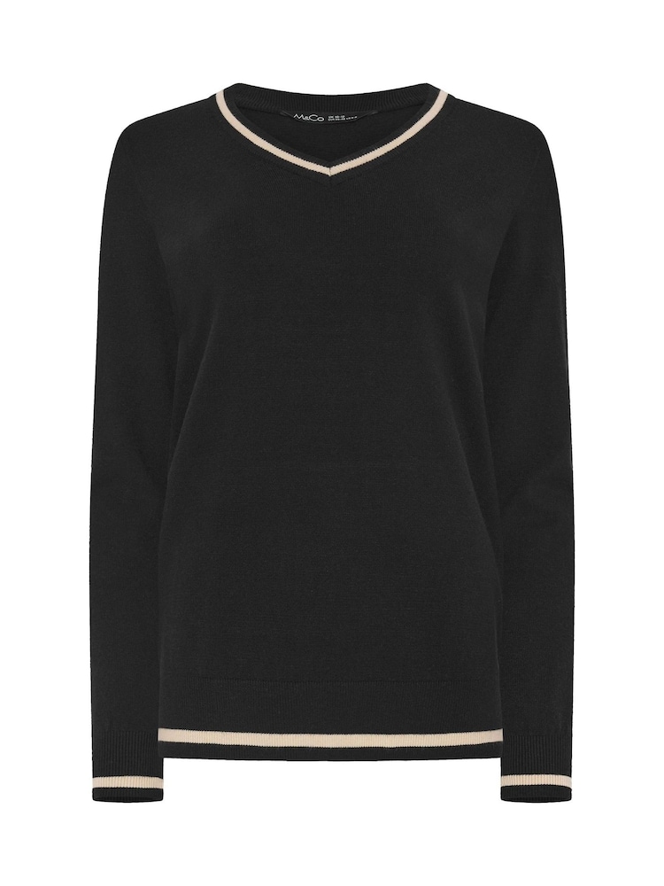 M&Co Black Tipped Long Sleeve Jumper - Image 5 of 5