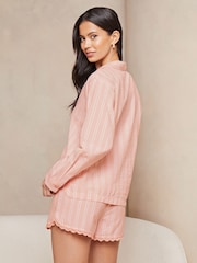 Lipsy Pink Metallic Stripe Long Sleeve Shorts Pyjamas - Image 2 of 4