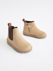 Stone Wide Fit (G) Warm Lined Leather Chelsea Boots - Image 1 of 5