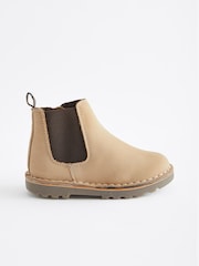 Stone Wide Fit (G) Warm Lined Leather Chelsea Boots - Image 2 of 5