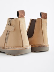 Stone Wide Fit (G) Warm Lined Leather Chelsea Boots - Image 3 of 5