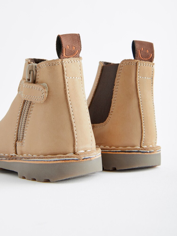 Stone Wide Fit (G) Warm Lined Leather Chelsea Boots - Image 3 of 5