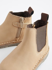 Stone Wide Fit (G) Warm Lined Leather Chelsea Boots - Image 5 of 5