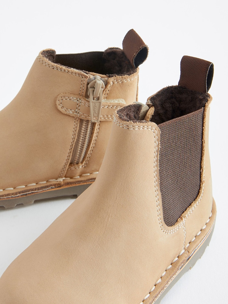 Stone Wide Fit (G) Warm Lined Leather Chelsea Boots - Image 5 of 5