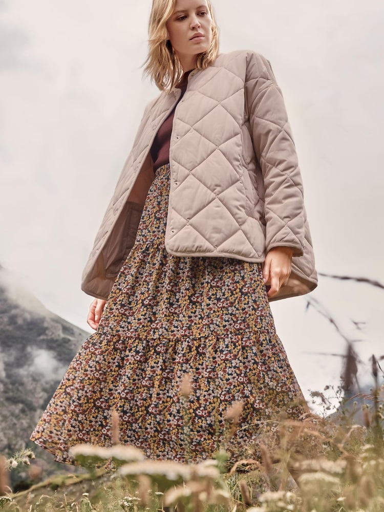 Apricot Cream Collarless Quilted Jacket - Image 1 of 5