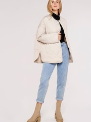 Apricot Cream Collarless Quilted Jacket - Image 3 of 5