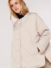 Apricot Cream Collarless Quilted Jacket - Image 4 of 5