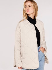 Apricot Cream Collarless Quilted Jacket - Image 5 of 5
