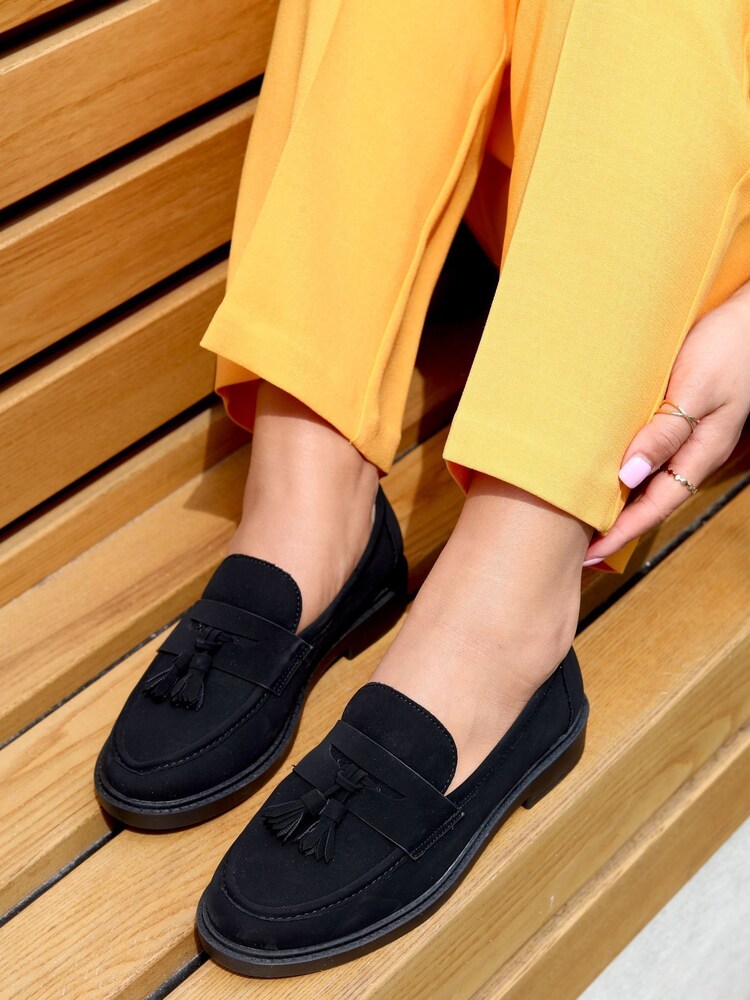 Linzi Black Nubuck Rosalie Nubuck Penny Loafers - Image 1 of 4