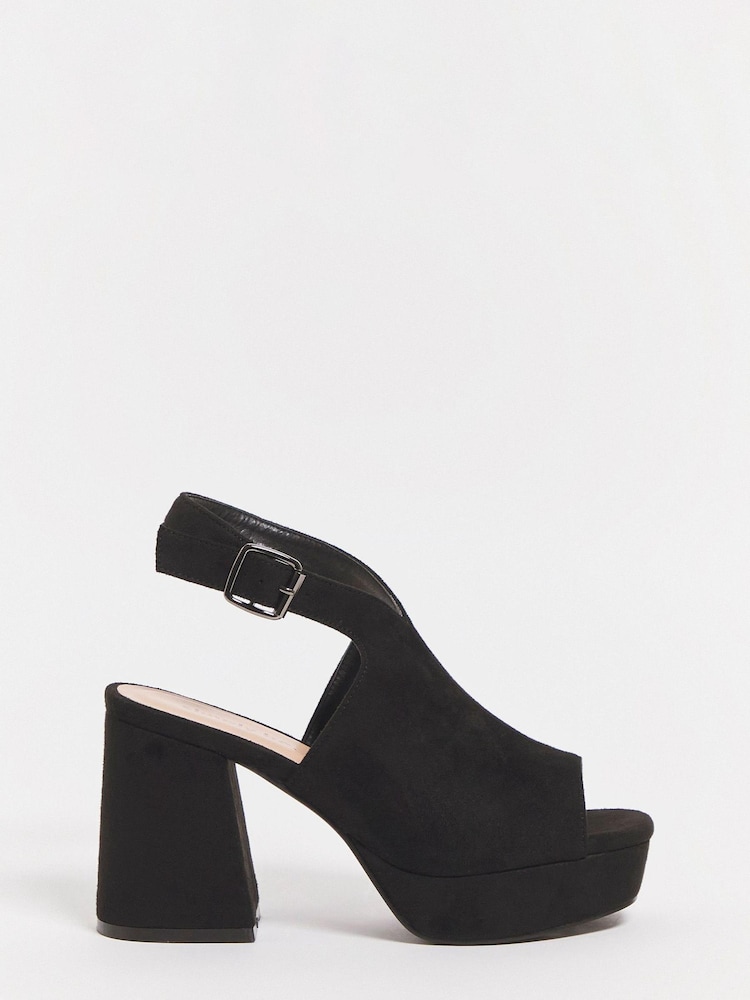 Simply Be Black Scoop Front Boots In Wide Fit - Image 1 of 3 Simply Be Black Scoop Front Boots In Wide Fit - Image 1 of 3