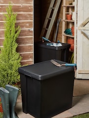 Wham Set of 2 Black Bam 92L Heavy Duty Plastic Recycled Boxes With Lid - Image 1 of 2