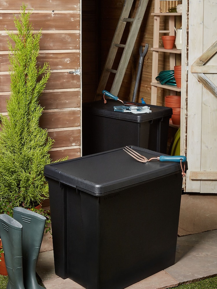 Wham Set of 2 Black Bam 92L Heavy Duty Plastic Boxes With Lid - Image 1 of 2 Wham Set of 2 Black Bam 92L Heavy Duty Plastic Boxes With Lid - Image 1 of 2