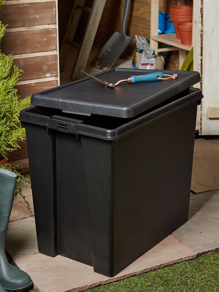 Wham Set of 2 Black Bam 92L Heavy Duty Plastic Recycled Boxes With Lid - Image 2 of 2