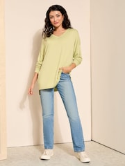 Groen - Friends Like These tuniek van zachte jersey met V-hals en lange mouwen - Image 2 of 3