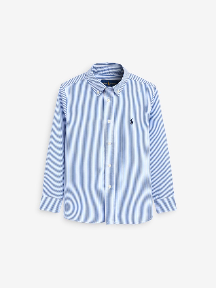 Weiß - Polo Ralph Lauren gestreiftes Popeline-Logohemd in Weiß für Jungen - Bild 1 von 3