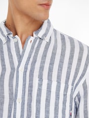 Tommy Hilfiger Grey Breton Stripe Linen Shirt - Image 3 of 6