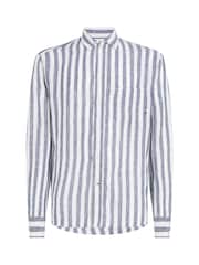 Tommy Hilfiger Grey Breton Stripe Linen Shirt - Image 4 of 6