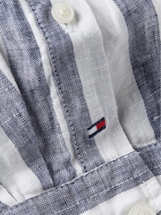 Tommy Hilfiger Grey Breton Stripe Linen Shirt - Image 6 of 6