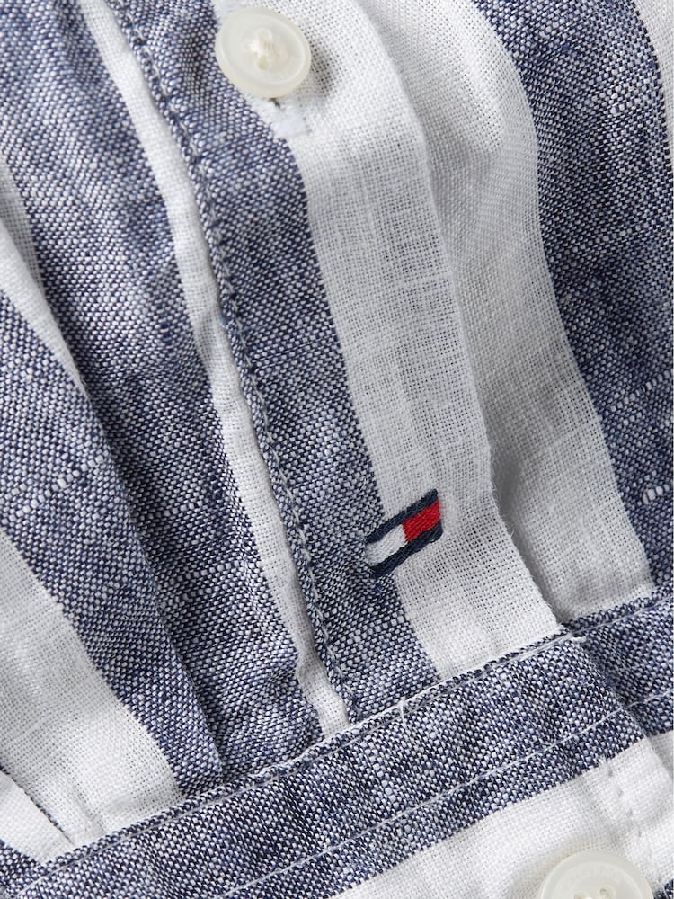 Tommy Hilfiger Grey Breton Stripe Linen Shirt - Image 6 of 6