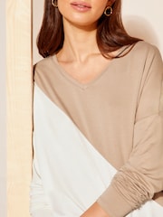 Friends Like These Cream Soft Jersey V Neck Long Sleeve Tunic Top - Image 2 of 4