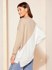 Friends Like These Cream Soft Jersey V Neck Long Sleeve Tunic Top - Image 4 of 4