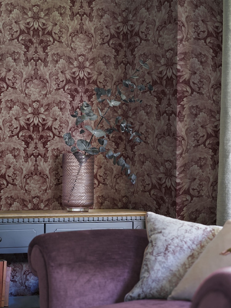 Laura Ashley Pale Blackberry Purple Appoline A4 Wallpaper Sample - Image 1 of 2