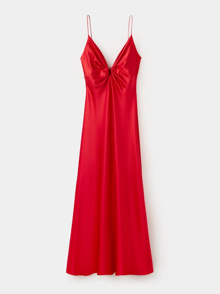 Mango Red Silk Midi Dress - Image 2 of 3