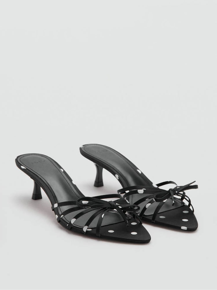 Mango Black Polka Dot Kitten Heels - Image 1 of 5