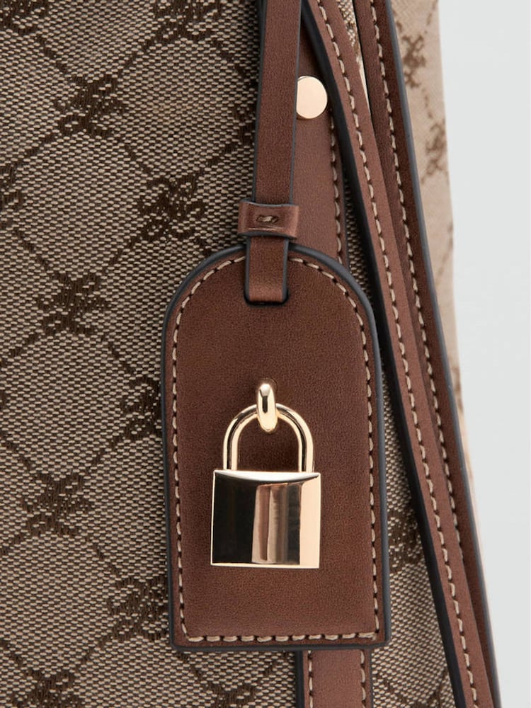 Mango Brown Monogram Shoulder Bag - Image 5 of 5