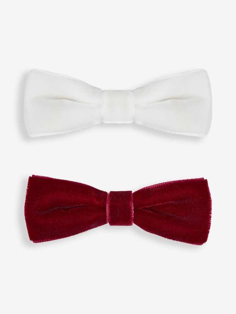 JoJo Maman Bébé Berry Velvet Bow Clips 2-Pack - Image 1 of 2