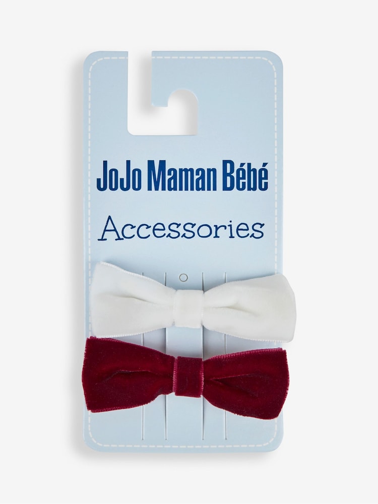 JoJo Maman Bébé Berry Velvet Bow Clips 2-Pack - Image 2 of 2