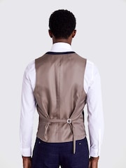 MOSS Navy Blue Slim Check Suit: Waistcoat - Image 2 of 5