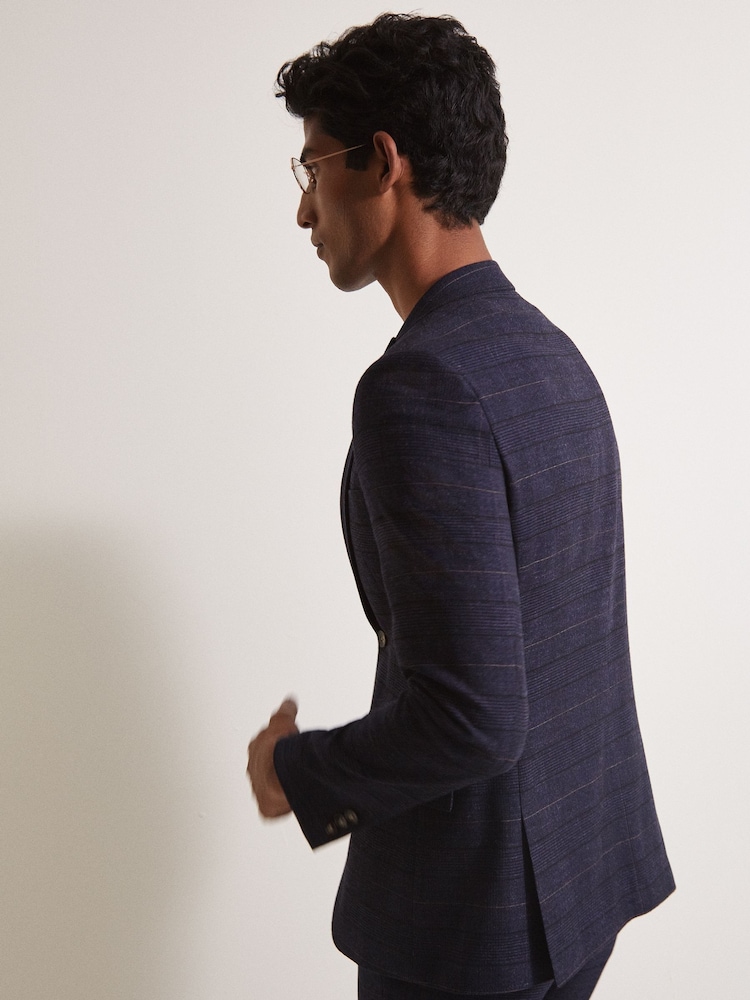 MOSS Navy Blue Slim Check Suit: Waistcoat - Image 19 of 19 MOSS Navy Blue Slim Check Suit: Waistcoat - Image 19 of 19