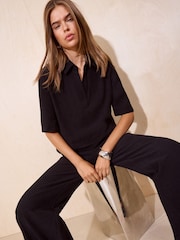 Friends Like These Black Short Sleeve Collared Corduroy Shirt - Image 1 of 5