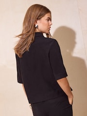 Friends Like These Black Short Sleeve Collared Corduroy Shirt - Image 4 of 5