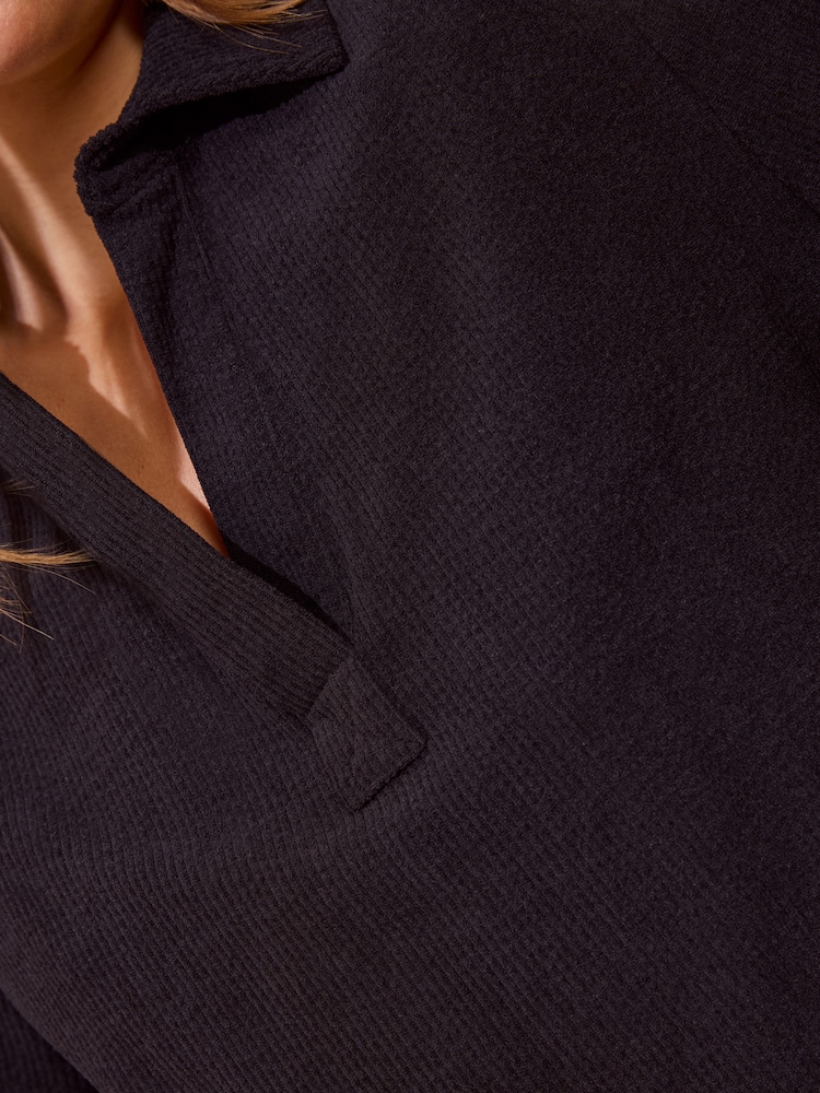 Friends Like These Black Short Sleeve Collared Corduroy Shirt - Image 5 of 5 Friends Like These Black Short Sleeve Collared Corduroy Shirt - Image 5 of 5