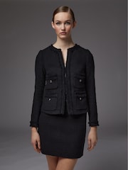 LK Bennett Black Charlee Cotton Blend Tweed Jacket - Image 1 of 4
