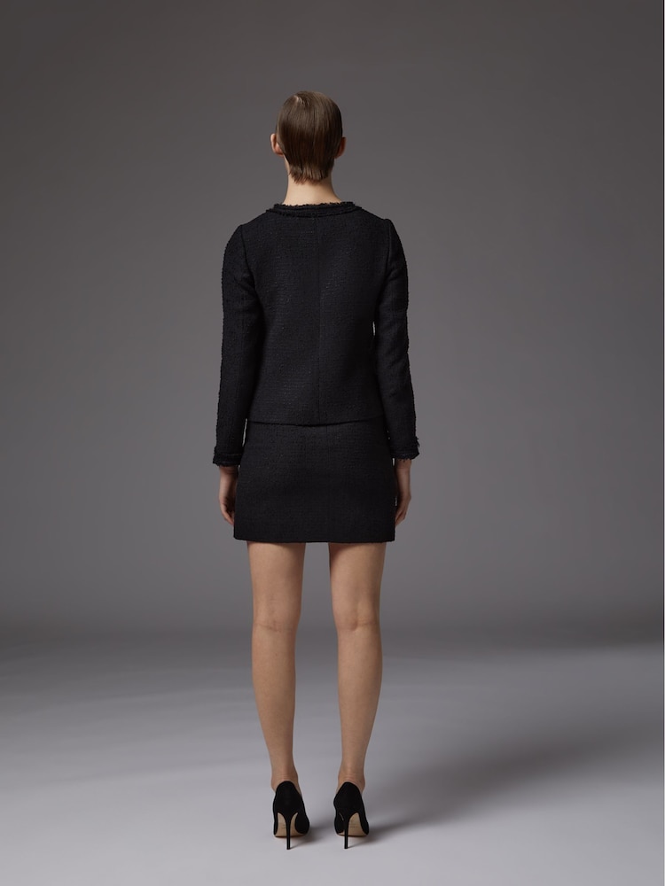 LK Bennett Black Charlee Cotton Blend Tweed Jacket - Image 2 of 4