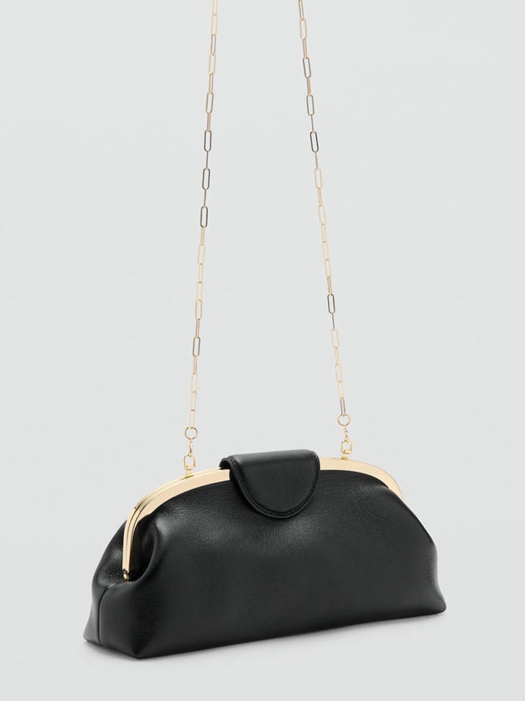 Mango Black Clutch with Gold Hardware - Image 1 of 5