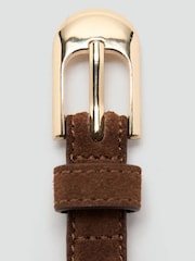Mango Brown Suede Belt with Gold Hardware - Image 2 of 4