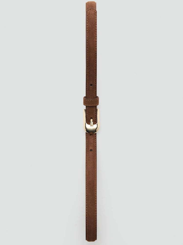 Mango Brown Suede Belt with Gold Hardware - Image 4 of 4 Mango Brown Suede Belt with Gold Hardware - Image 4 of 4