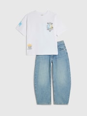 River Island White Graffiti T-Shirt & Jeans Set - Image 1 of 5