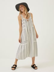 FatFace Natural Tulum Stripe Midi Dress - Image 1 of 6