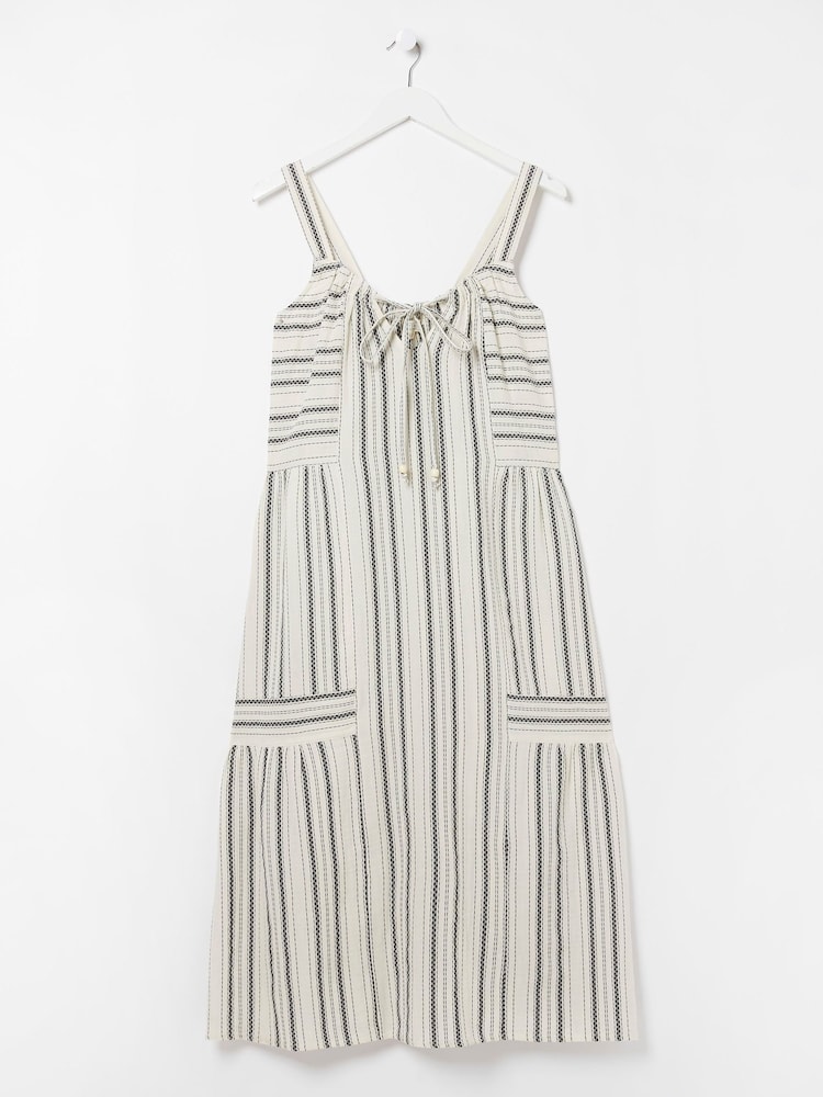 FatFace Natural Tulum Stripe Midi Dress - Image 6 of 6