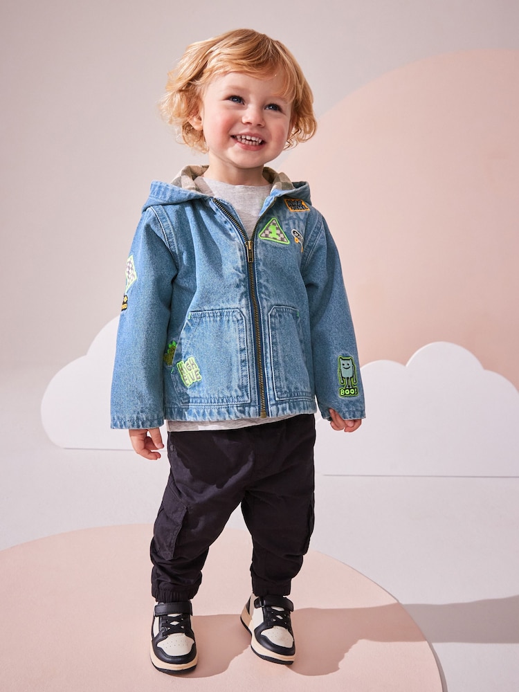 Denim - Jacke mit Kapuze und Aufnähern aus 100 % Baumwolle (3 Monate – 7 Jahre) - Bild 1 von 8