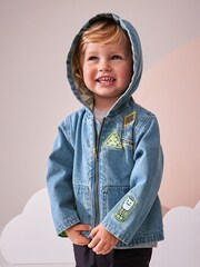 Denim - Jacke mit Kapuze und Aufnähern aus 100 % Baumwolle (3 Monate – 7 Jahre) - Bild 3 von 8