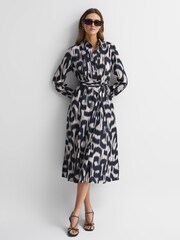 Reiss Black/Cream Cleo Printed Midi Dress - Image 5 of 5