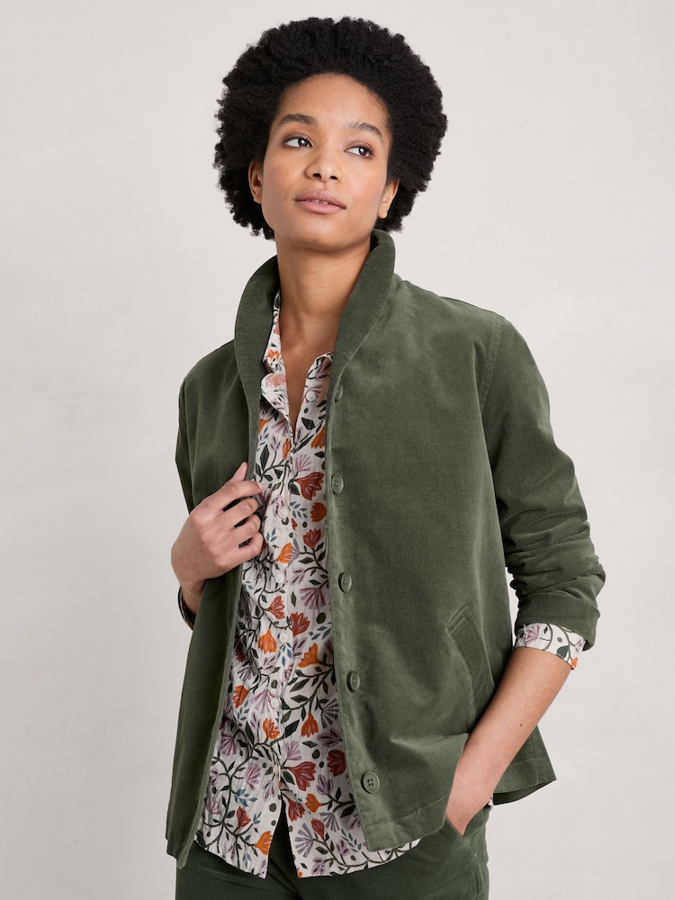 Seasalt Cornwall Green Petite Brightwork Moleskin Jacket - Image 2 of 5