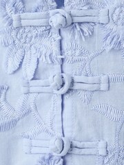 Mango Blue Embroidered Ruffle Blouse - Image 3 of 4